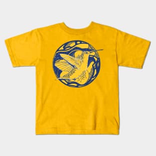 Navy Gold Circle of The Hummingbird Kids T-Shirt